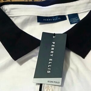 Polo style Perry Ellis 2xl white navy blue
